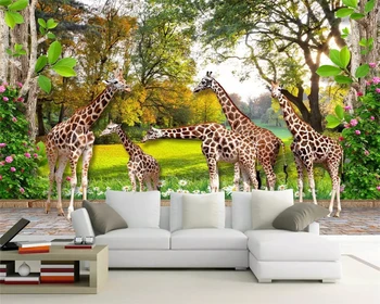 WELLYU Užsakymą Šiuolaikinės 3d Tapetai Gyvūnų Pasaulyje Žirafa Namų ir Miško Vaikai Stereo 3D Fone sienos dokumentų namų decor3D