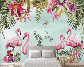 WELLYU3D tapetai ranka-dažytos atogrąžų flamingo TV foną, vaikų kambarys, svetainė, miegamasis wallpaper3D