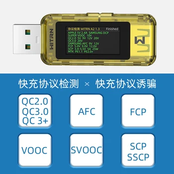 WITRN A2 USB voltmeter testeris 8A aukštos srovės PD apgauti 5P mobiliojo telefono testeris įjungti greito įkrovimo