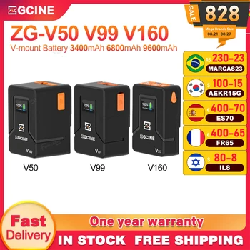 ZGCINE ZG-V50 V99 V160 V-Mount Baterijos Energijos Banko V-Lock Tipo-C USB Palaikymas 14.8 V Li-ion Greito Įkrovimo Kameros VEIDRODINIAI Telefonai