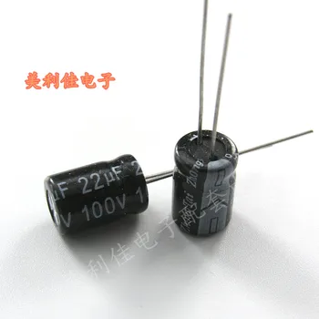 Į elektrolitinius kondensatorius 22uf100v v22uf dydis: 8x12mm