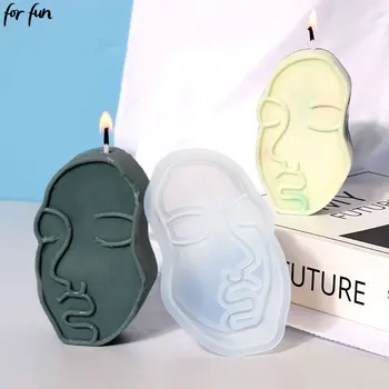 Įdomus 3D, Abstraktūs Veido Žvakių liejimo Formos Silikoninis 