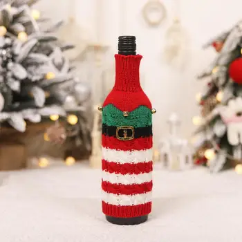 Šampano Butelio Dangtelį Megzti Vyno Butelis Rankovės Švenčių Rankų darbo Megzti Vyno Butelis Apima Santa Claus Diržo Elf Kalėdos