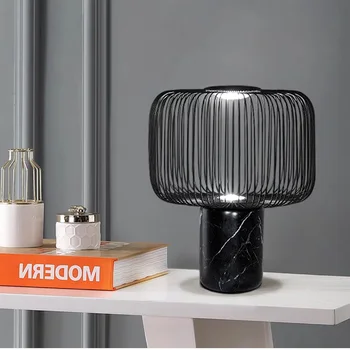 Šiaurės Prabanga Sunkiųjų Marmuro Stalo Lempa su Metalo Umbra Modernus Minimalistinis LED Stalo Stovi Lempos Kambarį Miegamojo Puošimas