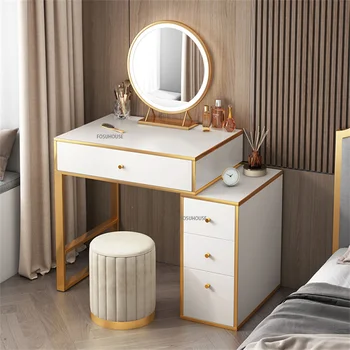 Šiuolaikinės paprasta mediena, tualetinis staliukas, miegamojo baldai Šviesos Prabanga odininkas Saugojimo Spintos Vienas ins kosmetinis stalas su stalčių