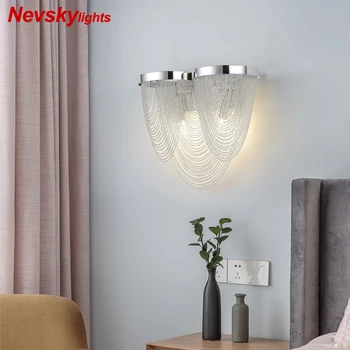 Šiuolaikinės sidabro sconces dekoratyvinės sienų lempos gyvenimo kambario Sienos lempa su sidabro pakraštyje miegamasis Aliuminio sienos šviesos virtuvė