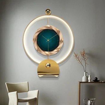 Šviesos prabanga išjungti sieninis laikrodis Šiaurės šalių mados modernus minimalistinis namų lentelėje gyvenimo kambario sienos kabo laikrodis lempos kabo sieninis laikrodis