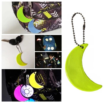 Šviesą atspindinčios Keychain Bag Kuprinė Pakabukas Mėnulio Formos Ornamentais Atšvaitas už Dalykas, pilnamečiai Vaikai Naktį Saugos Priedų